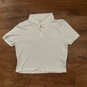 American Eagle Cropped Short Sleeve Polo Size M White